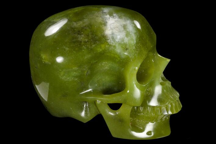 Realistic, Polished Jade (Nephrite) Skull #116433